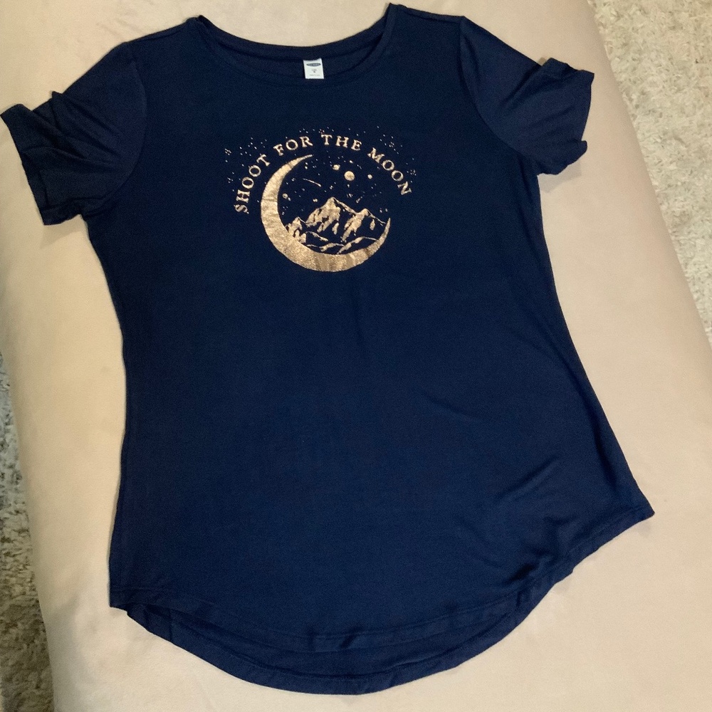 Old Navy Blue Rose Gold M Short Sleeve T Soft Shoot for the Moon Athleisure